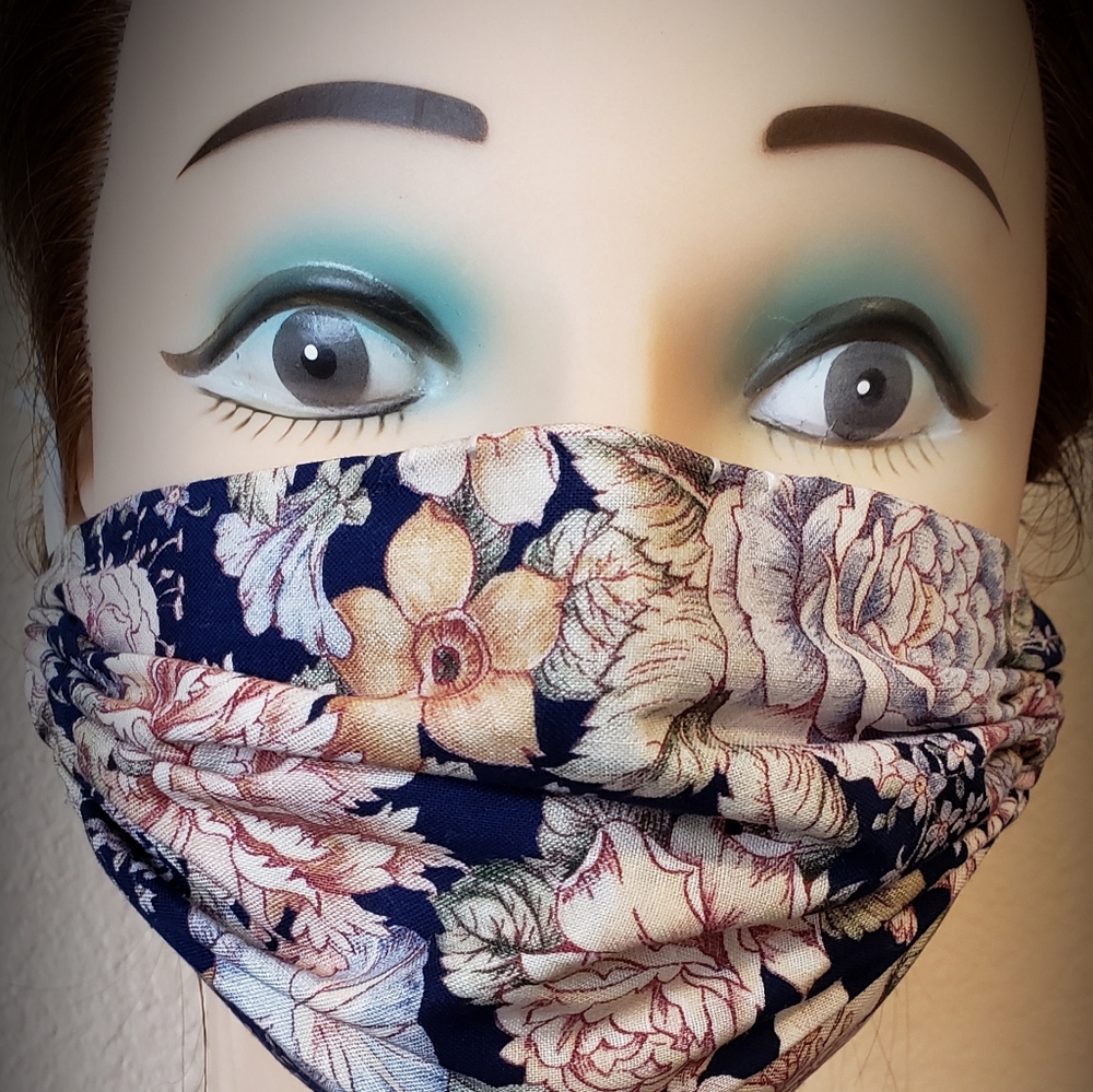 Petite Size Pinkish/Tannish Floral Face Mask